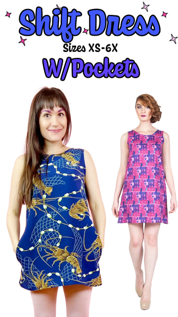 Shift Dress with pockets PDF Sewing Pattern